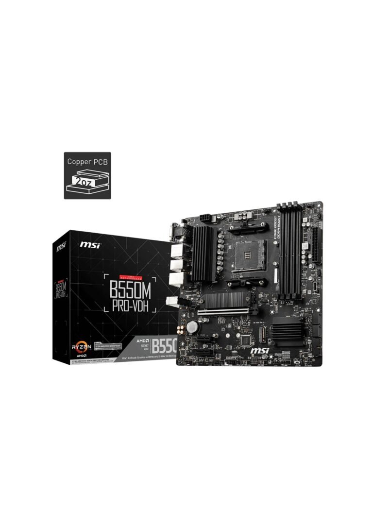 MSI B550M PRO-VDH, AMD AM4 RYZEN 5000, 4000, 3000 Series /DDR4/PCIe 4.0/2xM.2 - mATX Motherboard