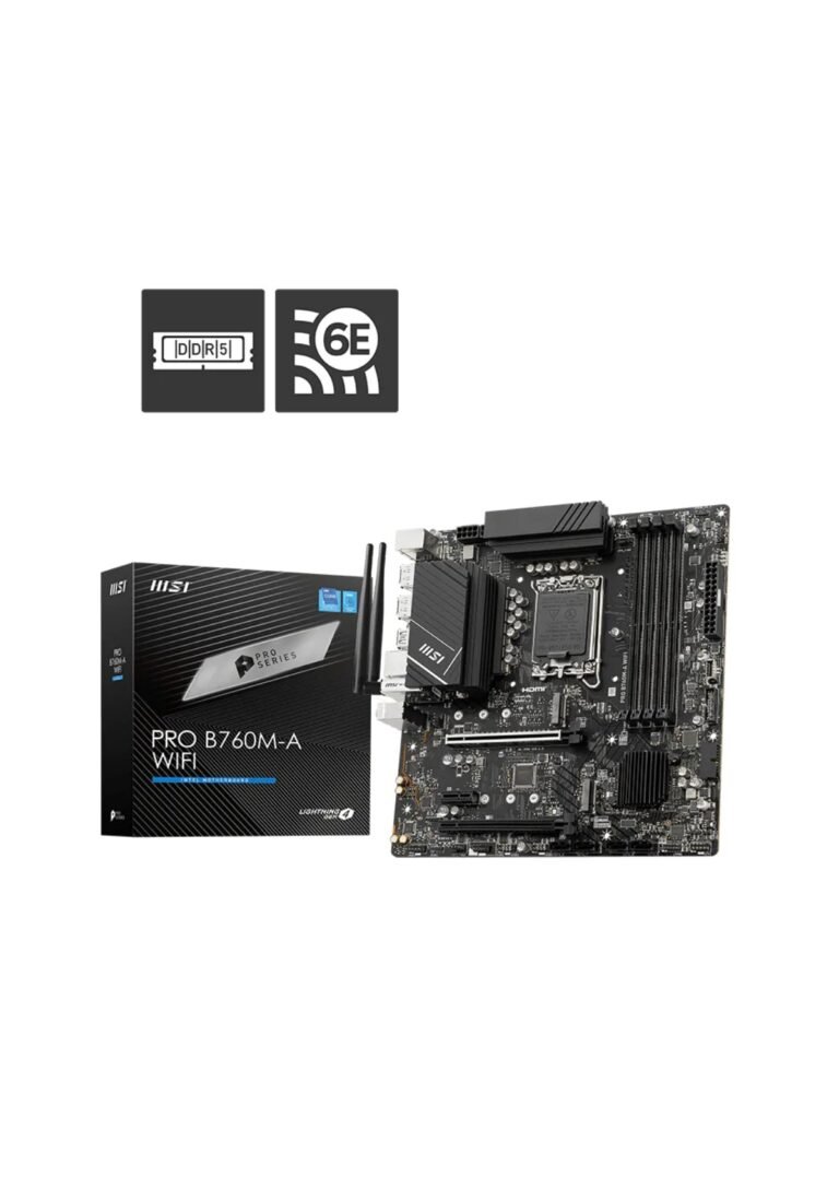 MSI PRO B760M-A (Wi-Fi 6E), Intel 14th 13th 12th Series, LGA 1700/DDR5/PCIe 4.0/2xM.2 - mATX Gaming MotherBoard