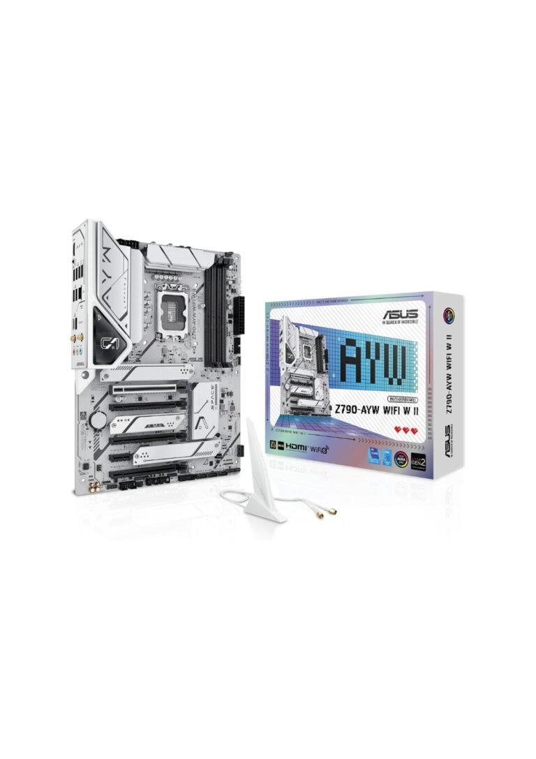 ASUS Z790-AYW WiFi W II Intel Z790 (LGA 1700) ATX Motherboard with PCIe® 5.0, 3X M.2, 12+1 DrMOS, DDR5, WiFi 6, 2.5Gb LAN, HDMI, USB 10Gbps Type-C®, USB 10Gbps Type-C®, Thunderbolt™, USB4®, Aura Sync