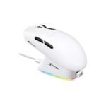 ATTACK SHARK G3PRO Wireless Gaming Mouse with RGB Charging Dock,2.4G/USB-C Wired/BT PAW3311 Optical Sensor 1K Polling Rate Adjustable 25K DPI,500mAh Battery Ultra Lightweight 59g Mice (White)