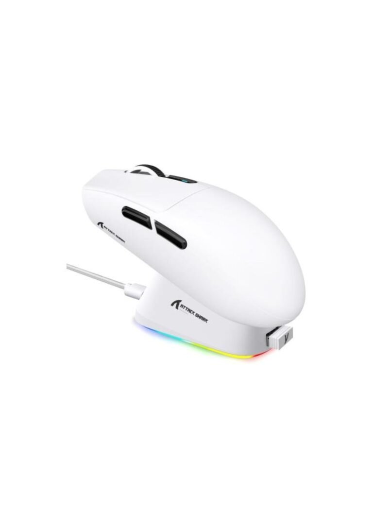 ATTACK SHARK G3PRO Wireless Gaming Mouse with RGB Charging Dock,2.4G/USB-C Wired/BT PAW3311 Optical Sensor 1K Polling Rate Adjustable 25K DPI,500mAh Battery Ultra Lightweight 59g Mice (White)