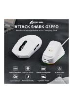 ATTACK SHARK G3PRO Wireless Gaming Mouse with RGB Charging Dock,2.4G/USB-C Wired/BT PAW3311 Optical Sensor 1K Polling Rate Adjustable 25K DPI,500mAh Battery Ultra Lightweight 59g Mice (White) — view 3