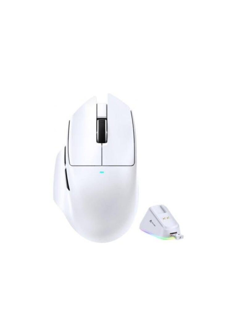 ATTACK SHARK V6 65g Wireless Gaming Mouse with RGB Magnetic Charging Dock, BT/2.4G Wireless/Wired Mouse 1K Polling, PixArt PAW3311 Sensor, 25K DPI, Programmable Gamer Mice for PC/Win/Mac (White)