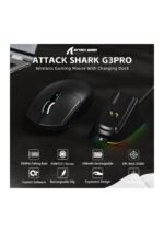 ATTACK SHARK G3PRO Wireless Gaming Mouse with RGB Charging Dock,2.4G/USB-C Wired/BT PAW3311 Optical Sensor 1K Polling Rate Adjustable 25K DPI,500mAh Battery Ultra Lightweight 59g Mice(Black) — view 3