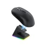 ATTACK SHARK X6 Lightweight Wireless Gaming Mouse with RGB Backlight Charging Base,Tri-Mode Wired/2.4GHz/BT5.2,26K DPI, PAW3395 Optical Sensor,HUANO Switch,5programmable Buttons,PC/Mac(Black)