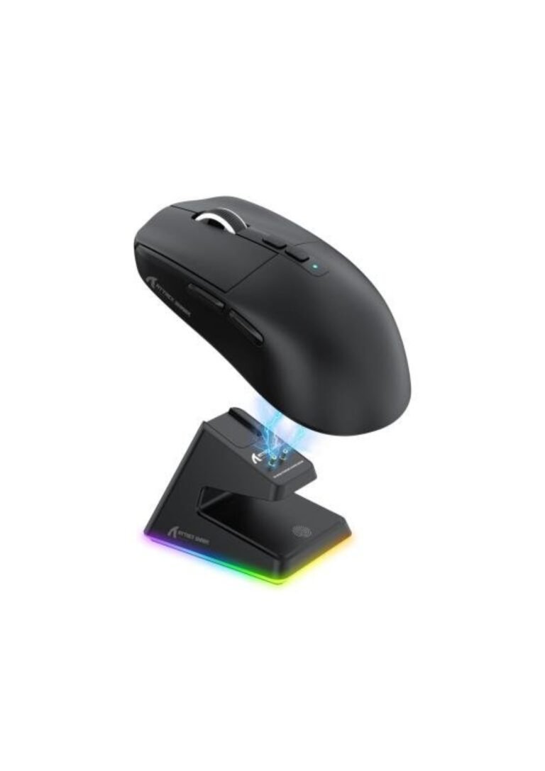 ATTACK SHARK X6 Lightweight Wireless Gaming Mouse with RGB Backlight Charging Base,Tri-Mode Wired/2.4GHz/BT5.2,26K DPI, PAW3395 Optical Sensor,HUANO Switch,5programmable Buttons,PC/Mac(Black)