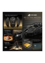 ATTACK SHARK R5Ultra 8K Carbon Fiber Wireless Gaming Mouse with 42000 DPI -PAW3950 MAX Sensor -39g Ultra-Lightweight-Nordic 52840 MCU Chip-Wired/BT/2.4GHz Wirelss Programmable Mouse for PC/Mac (Black) — view 3