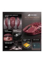 ATTACK SHARK R5Ultra 8K Carbon Fiber Wireless Gaming Mouse with 42000 DPI -PAW3950 MAX Sensor -39g Ultra-Lightweight-Nordic 52840 MCU Chip-Wired/BT/2.4GHz Wirelss Programmable Mouse for PC/Mac (Red) — view 3