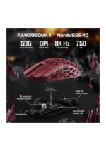 ATTACK SHARK R5Ultra 8K Carbon Fiber Wireless Gaming Mouse with 42000 DPI -PAW3950 MAX Sensor -39g Ultra-Lightweight-Nordic 52840 MCU Chip-Wired/BT/2.4GHz Wirelss Programmable Mouse for PC/Mac (Red) — view 4