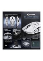 ATTACK SHARK R5Ultra 8K Carbon Fiber Wireless Gaming Mouse with 42000 DPI -PAW3950 MAX Sensor -39g Ultra-Lightweight-Nordic 52840 MCU Chip-Wired/BT/2.4GHz Wirelss Programmable Mouse for PC/Mac (White) — view 3