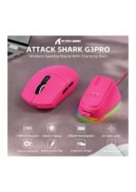 ATTACK SHARK G3PRO Wireless Gaming Mouse with RGB Charging Dock,2.4G/USB-C Wired/BT PAW3311 Optical Sensor 1K Polling Rate Adjustable 25K DPI,500mAh Battery Ultra Lightweight 59g Mice(Red) — view 3