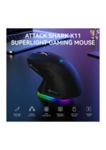 ATTACK SHARK X11 Lightweight Wireless Gaming Mouse with RGB Charging Dock,Tri-Mode-2.4G/USB-C Wired/BT,22K DPI,PAW3311 Optical Sensor,HUYU Switch, 5 programmable Buttons for PC/Mac(Black) — view 2