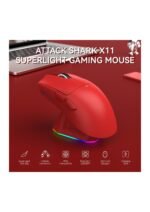 ATTACK SHARK X11 Lightweight Wireless Gaming Mouse with RGB Charging Dock,Tri-Mode-2.4G/USB-C Wired/BT,22K DPI,PAW3311 Optical Sensor,HUYU Switch, 5 programmable Buttons for PC/Mac(Red) — view 2