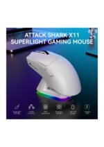 ATTACK SHARK X11 Lightweight Wireless Gaming Mouse with RGB Charging Dock,Tri-Mode-2.4G/USB-C Wired/BT,22K DPI,PAW3311 Optical Sensor,HUYU Switch, 5 programmable Buttons for PC/Mac(White) — view 2
