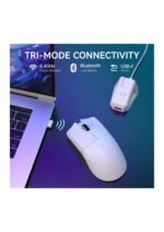 ATTACK SHARK X11 Lightweight Wireless Gaming Mouse with RGB Charging Dock,Tri-Mode-2.4G/USB-C Wired/BT,22K DPI,PAW3311 Optical Sensor,HUYU Switch, 5 programmable Buttons for PC/Mac(White) — view 4