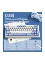 ATTACK SHARK X85 Wireless Gaming Keyboard with Knob Hot Swappable 75% Mechanical Keyboard Bluetooth/2.4GHz/USB-C PBT Keycaps Gasket RGB Coiled Cable Linear White Jade Switch Custom for Win/PC/MAC, (White Purple) (عربي) — view 3