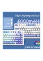 ATTACK SHARK X85 Wireless Gaming Keyboard with Knob Hot Swappable 75% Mechanical Keyboard Bluetooth/2.4GHz/USB-C PBT Keycaps Gasket RGB Coiled Cable Linear White Jade Switch Custom for Win/PC/MAC, (White Purple) (عربي) — view 4