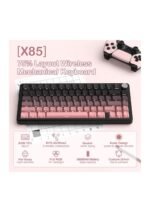 ATTACK SHARK X85 Wireless Mechanical Gaming Keyboard with Knob, Hot Swap, BT/2.4GHz/USB-C, Side Print PBT Keycaps, Gasket, RGB, Coiled Cable, Linear White Jade Switch for Win/PC/MAC, (BlackBerry) — view 3