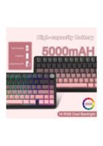 ATTACK SHARK X85 Wireless Mechanical Gaming Keyboard with Knob, Hot Swap, BT/2.4GHz/USB-C, Side Print PBT Keycaps, Gasket, RGB, Coiled Cable, Linear White Jade Switch for Win/PC/MAC, (BlackBerry) — view 4