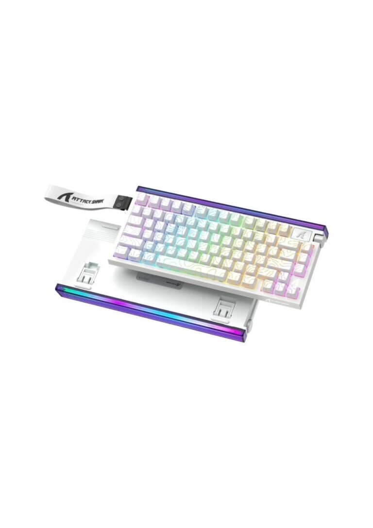 ATTACK SHARK R85HE Wired 75% Hall Effect Rapid Trigger Mechanical RGB Gaming Keyboard with 8K Polling,0.05mm RT Accuracy,0.08MS Latency,Magnetic Switch,5Layer Sound Damped,Driver for PC(White Contour)