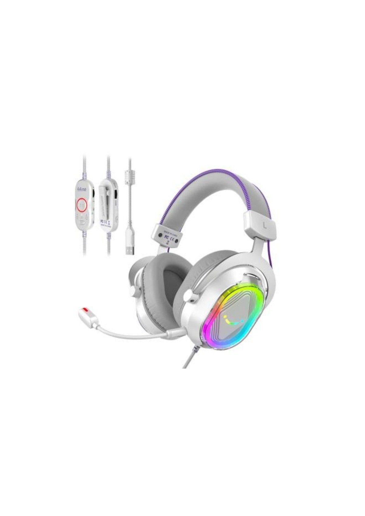 FIFINE H13W RGB,7.1 Surround Sound, Multi Platform Support, White Wired Gaming Headset — Image 1 FIFINE H13W
