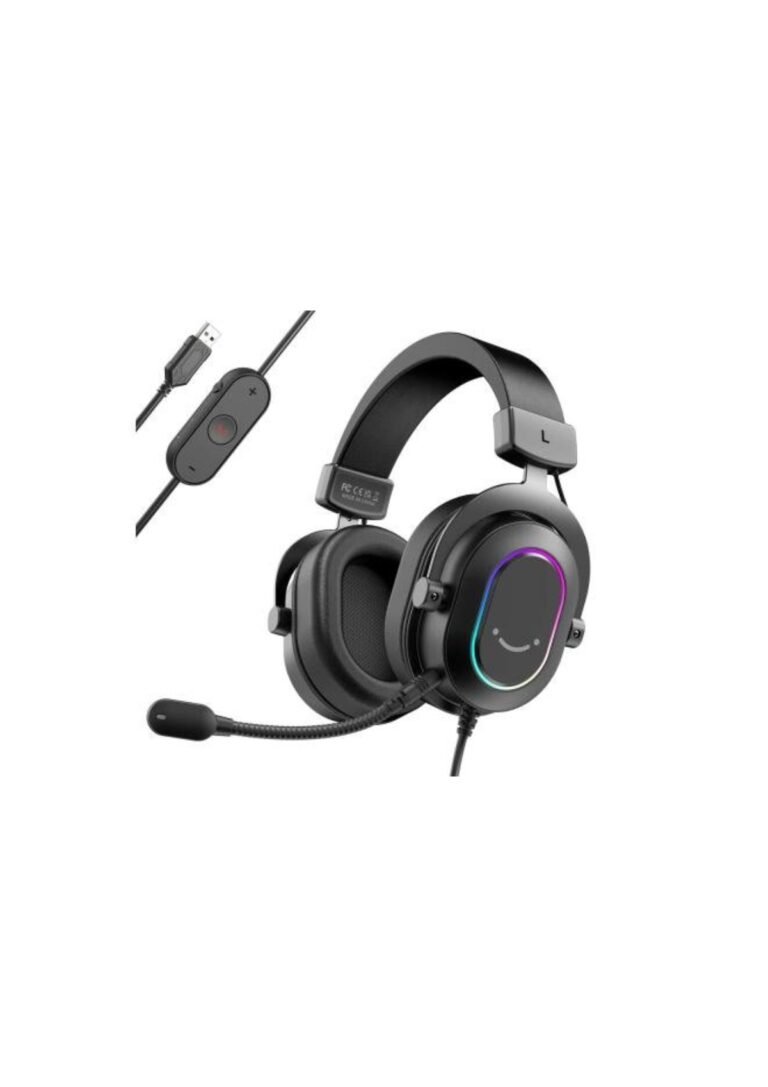 FIFINE AmpliGame H6 USB Headset for PC Gaming with RGB, In-line Controls of 7.1 Surround Sound, EQ modes Volume & Mute